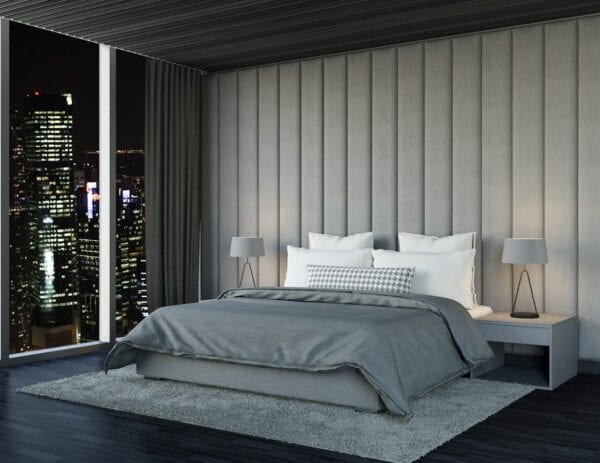 Infinity - Wall mounted upholstered, luxury headboard with custom upholstered wall panels - Custom luxury, upholstered beds with high end, bedroom textiles | Blend Home Furnishings