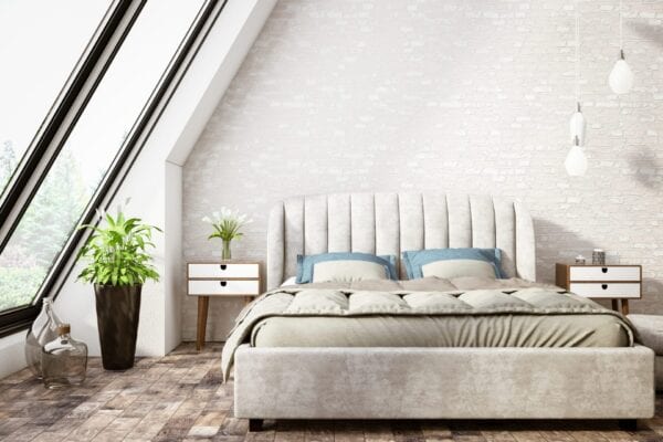 Rosalini - Wall mounted upholstered, luxury headboard with custom upholstered wall panels - Custom luxury, upholstered beds with high end, bedroom textiles | Blend Home Furnishings
