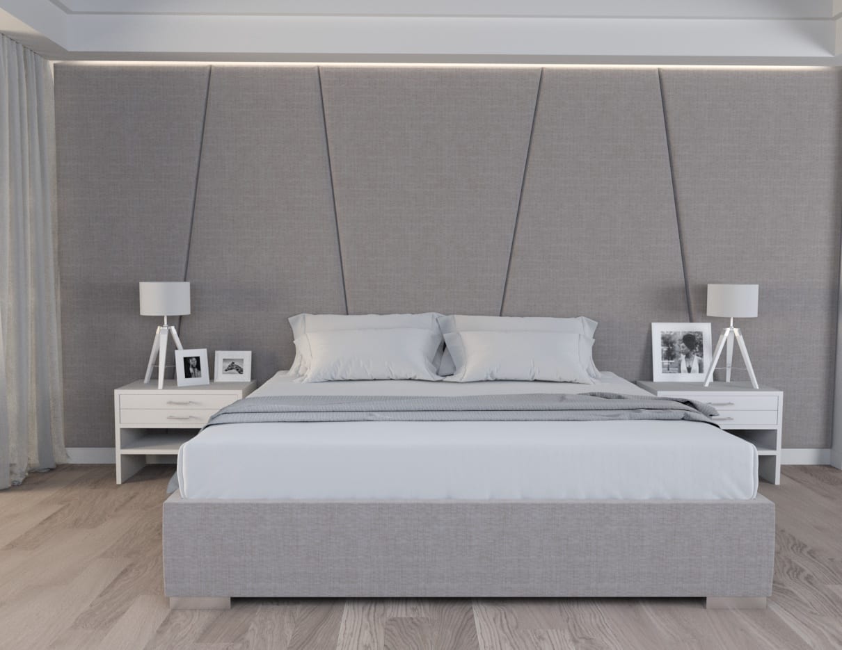 Vittum custom upholstered bed - bed with wall panel headboard and custom wall panels | Blend Home Furnishings