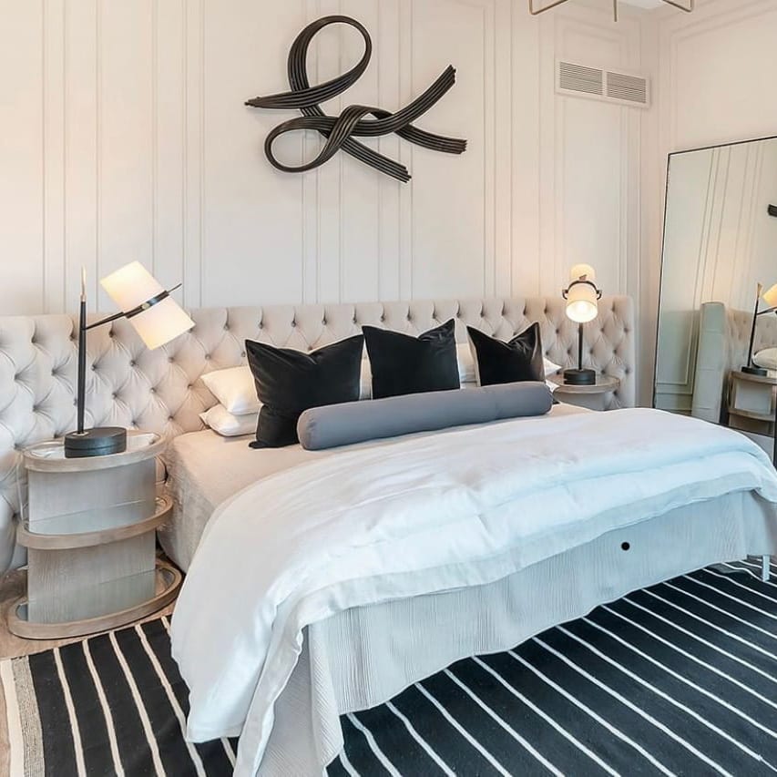 Custom upholstered headboard with a luxury bed - custom bedroom furniture | Blend Home Furnishings