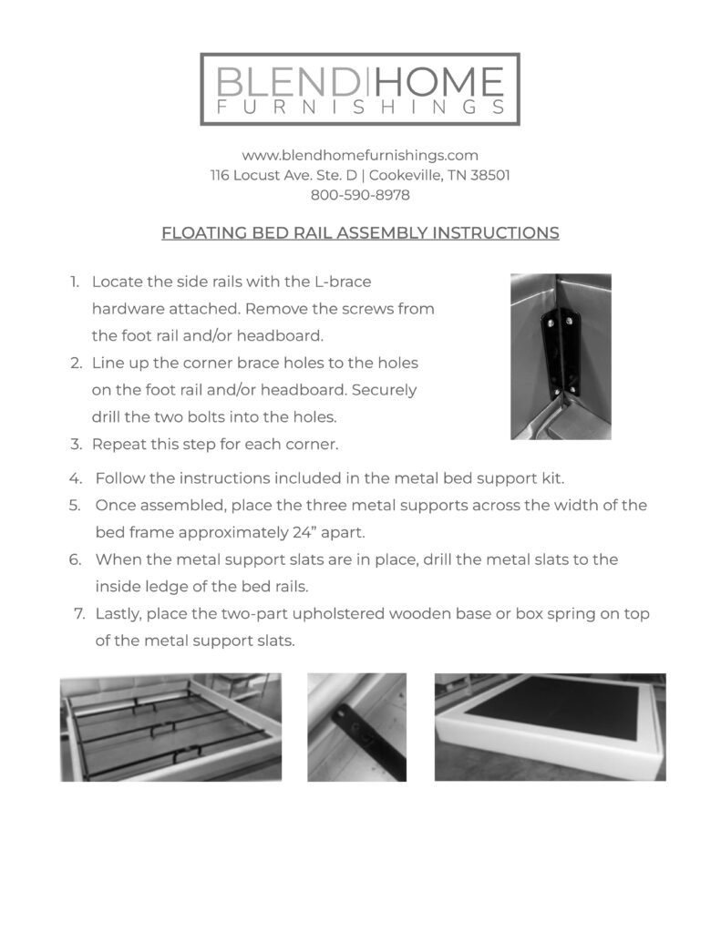 Instructions for Wall Mounted Panels & Freestanding Beds